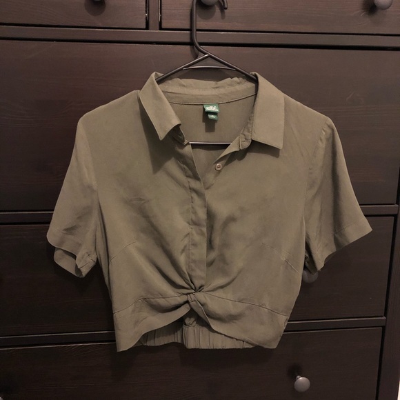 wild fable Tops - Army Green Wild fable Cinched Crop Button Top